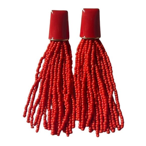 Baublebar Sugar Fix Red Beaded Tassel Dangle Earrings for Pierced Ears - Picture 3 of 5